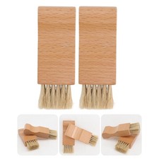 2pcs Wood Shoes Brushes Shoes Cleaning Brushes Tool Khaki Wood Shoes Cleaner