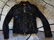Damen  Echtleder Jacke CLAN Gr 34 XS schwarz Nieten