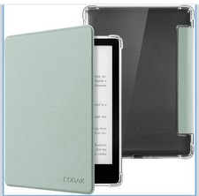 CoBak Case for Kindle Paperwhite 6.8 PU Leather Cover, Clear Silicone Back