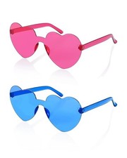  QTY 40 FEISEDY Rimless Heart Shaped Sunglasses Party Glasses Disco Transparent
