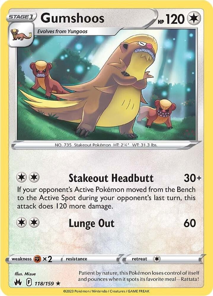 Gumshoos 118/159 Rare Crown Zenith Pokemon NM/LP