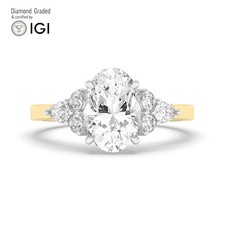Oval Diamond Trilogy Ring 14k Yellow Gold Labgrown 2.45 Ct Solitaire