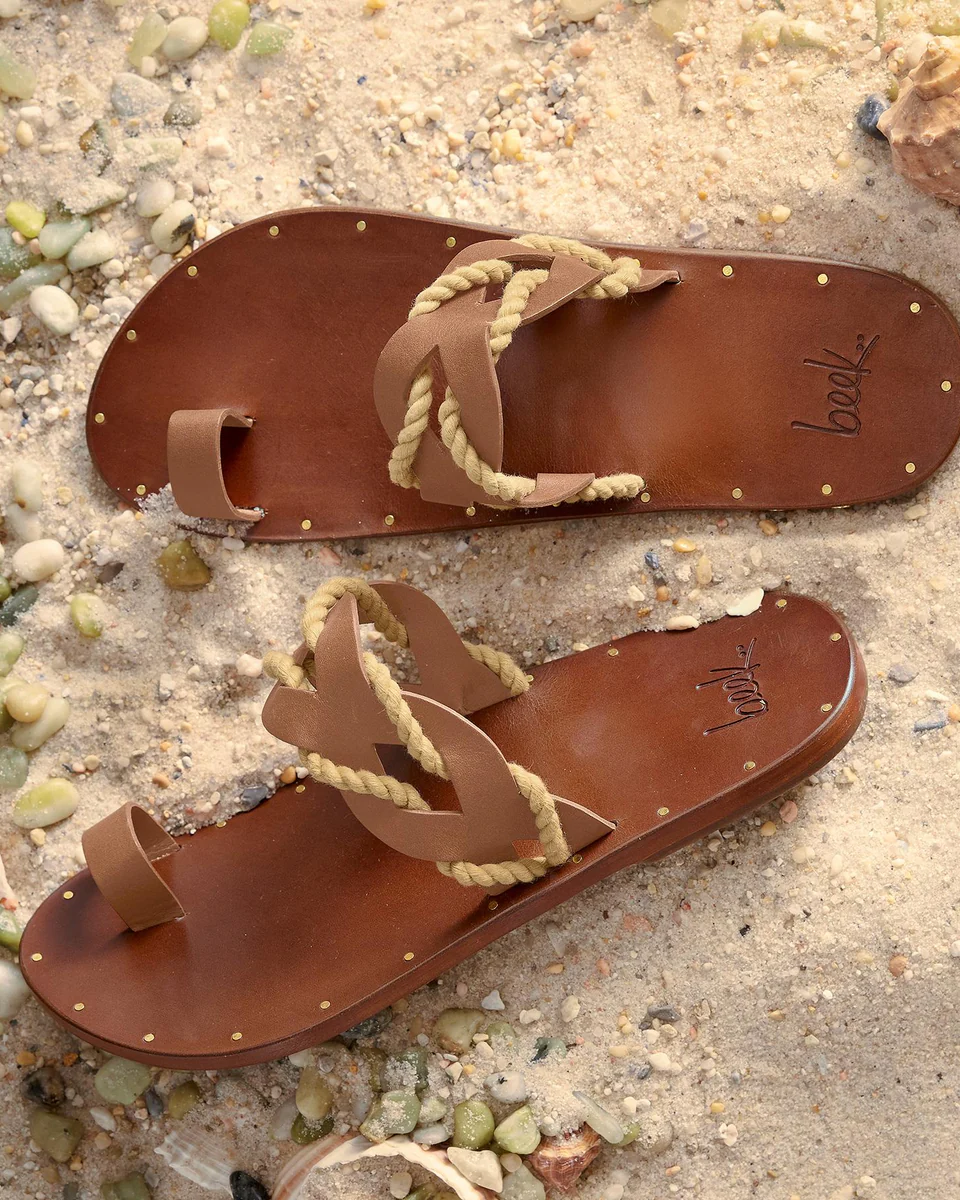 Women's Beek Frontside Leather Sandals in Cognac