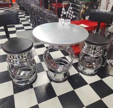 SUPER RARE Wheel Bar Stools and Table Set Ultimate Hot Rodders Collection Set
