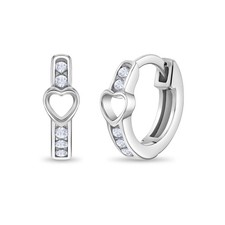 Open Heart Kids / Children / Girls Earrings Huggie Hoop - Sterling Silver