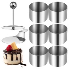 6PC Stainless Steel Round Biscuit Cutter Set Dumpling Pastry Mold Baking Tool