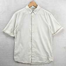 AllSaints Shirt Mens Medium Nissen Short Sleeve Button Down Geometric Cream