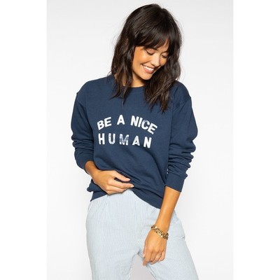 Suburban Riot Be a Nice Human Sweatshirt Crew Neck Top Women's Medium
