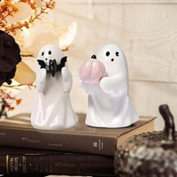 Halloween Deko Geister Figuren 2 StüCk Mit Fledermaus KüRbis Tischdeko