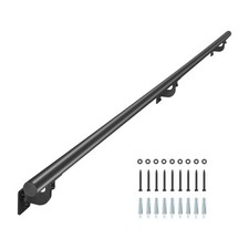 VEVOR 6ft Wall Mounted Stair Handrail Black Aluminum Indoor Outdoor Railing