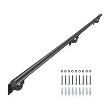 VEVOR 6ft Wall Mounted Stair Handrail Black Aluminum Indoor Outdoor Railing