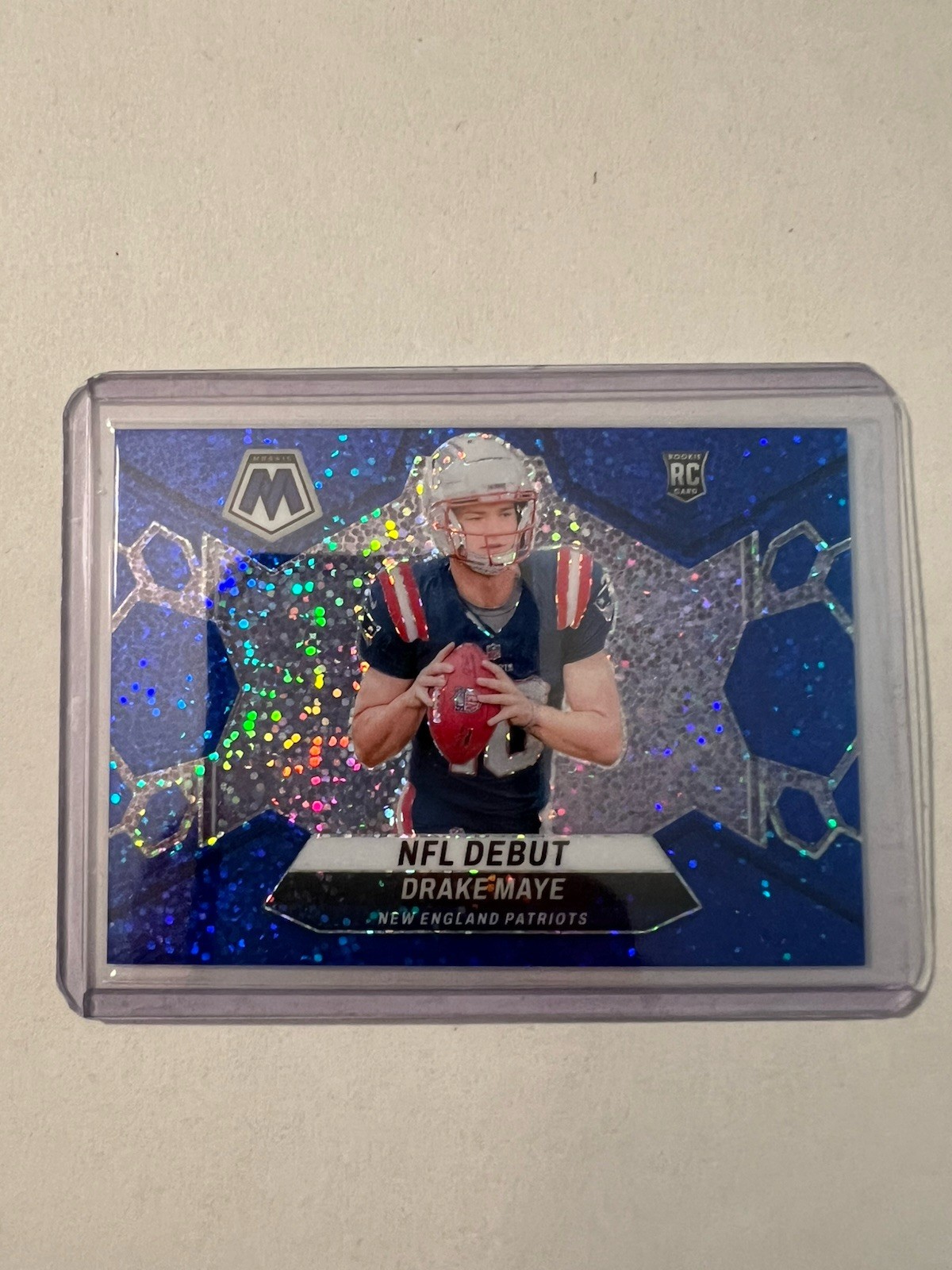 2024 Panini Mosaic NFL Debut Drake Maye Blue Sparkle Prizm /96 (RC) Patriots