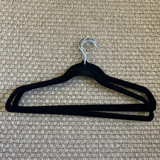 BLACK VELVET HANGERS Non Slip Silver Hook New