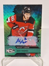 2020-21 Skybox Metal Universe Jack Hughes Green PMG AUTO # 10/10 NJ Devils