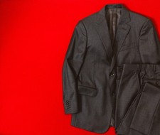PAL ZILERI Men Solid Brown 100 Wool Suit Size 46 / S / 36 Two Piece Jacket Pant