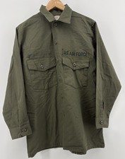 US Air Force OG-507 Utility Shirt Vintage 70s Military Olive Green Vietnam Poly