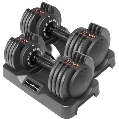 Adjustable Dumbbells 25 lb Pair Honeycomb Black Handle Full Rotation ADJUSTABELL