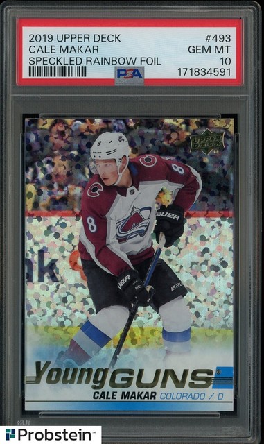 2019-20 Upper Deck Young Guns Speckled Rainbow Foil Cale Makar RC Rookie PSA 10