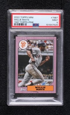 2022 Mini 1987 Topps Baseball Pink 24/25 Willie Mays #78B-7 PSA 9 MINT HOF 0e2x