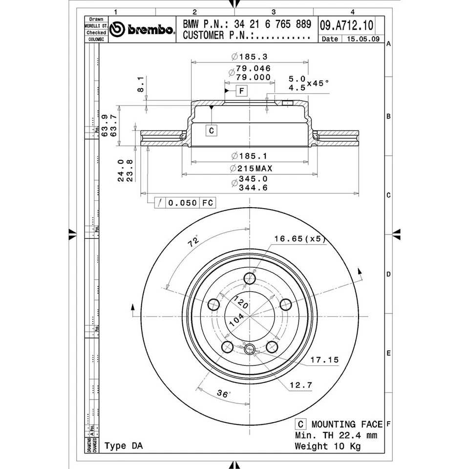 Kit de pastillas de freno trasero Brembo Prime para BMW 760i 2005 2006 Foto 2 de 4