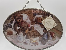 Replica Oval Flue Cover Three Bears having Tea, Metal Border Gallery Graphics 