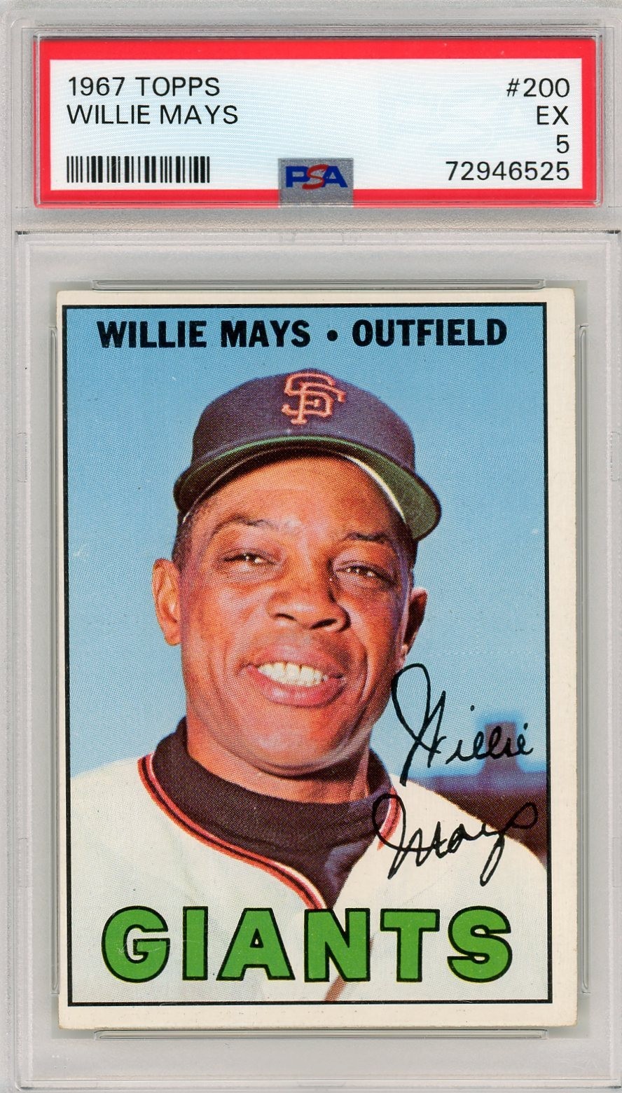 1967 TOPPS #200 WILLIE MAYS GIANTS HOF PSA 5