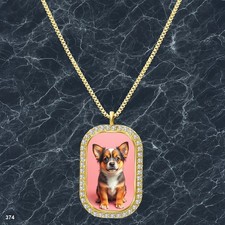 Stunning Cute Dog Puppy Pendant Necklace Photo Design Beautiful Gold Tone Epic