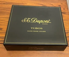 S.T Dupont Paris Black Laquer Turbos Hand Made Cigar Box Holds 20 9.75"x8.5"x2.5