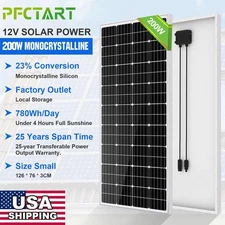 PFCTART 200W Watt Mono Solar Panel 12V Battery Charger Home Boat RV Off Grid US