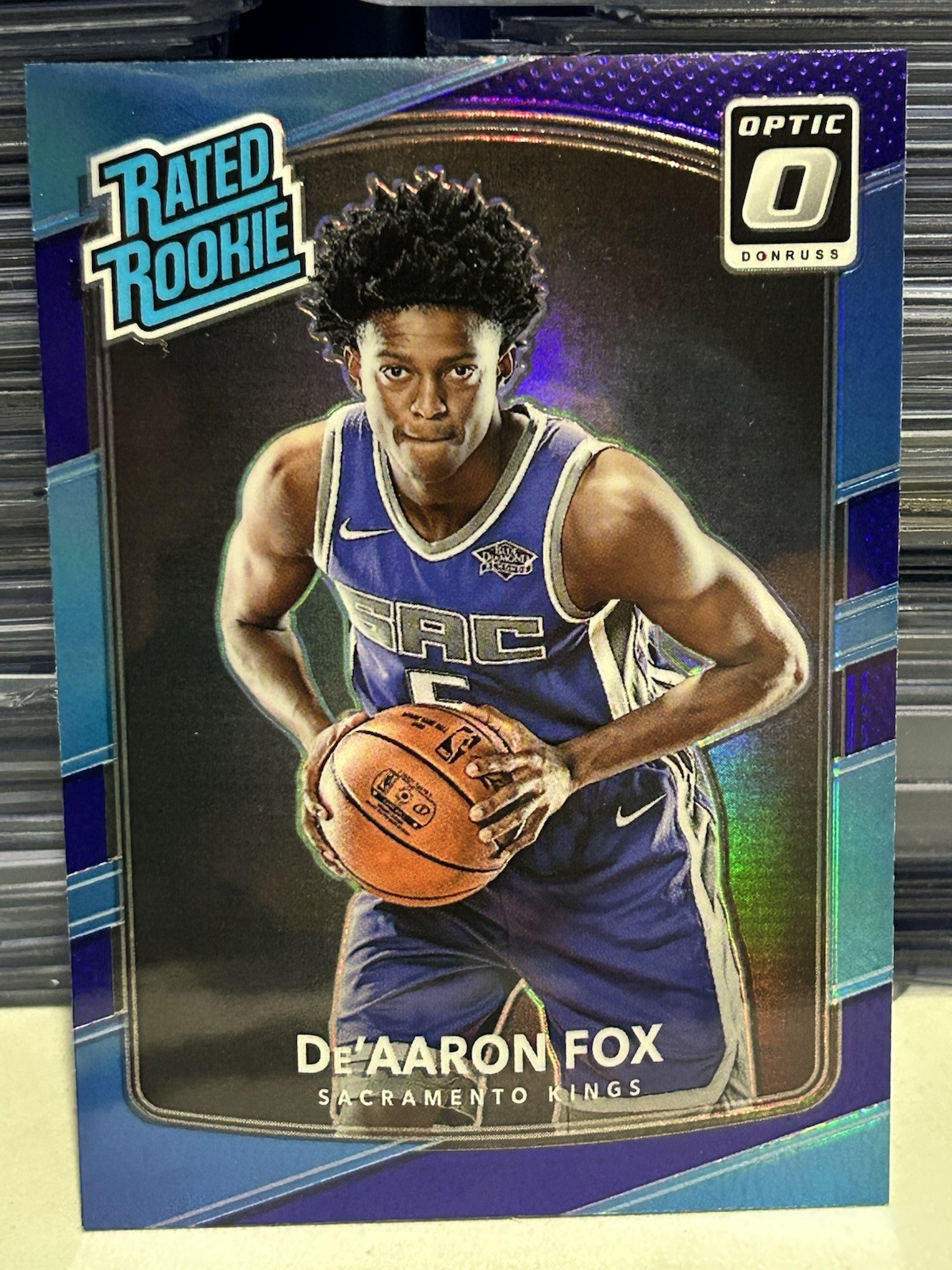 2017-18 Donruss Optic #196 De'Aaron Fox Purple Rated Rookie RC Spurs