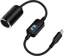 USB C Male to 12V Cigarette Lighter Socket Adapter 12V 18W Power Cable for Dash