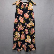 LOFT Womens Navy Floral Ruffle Hem Sleeveless Dress Size Small