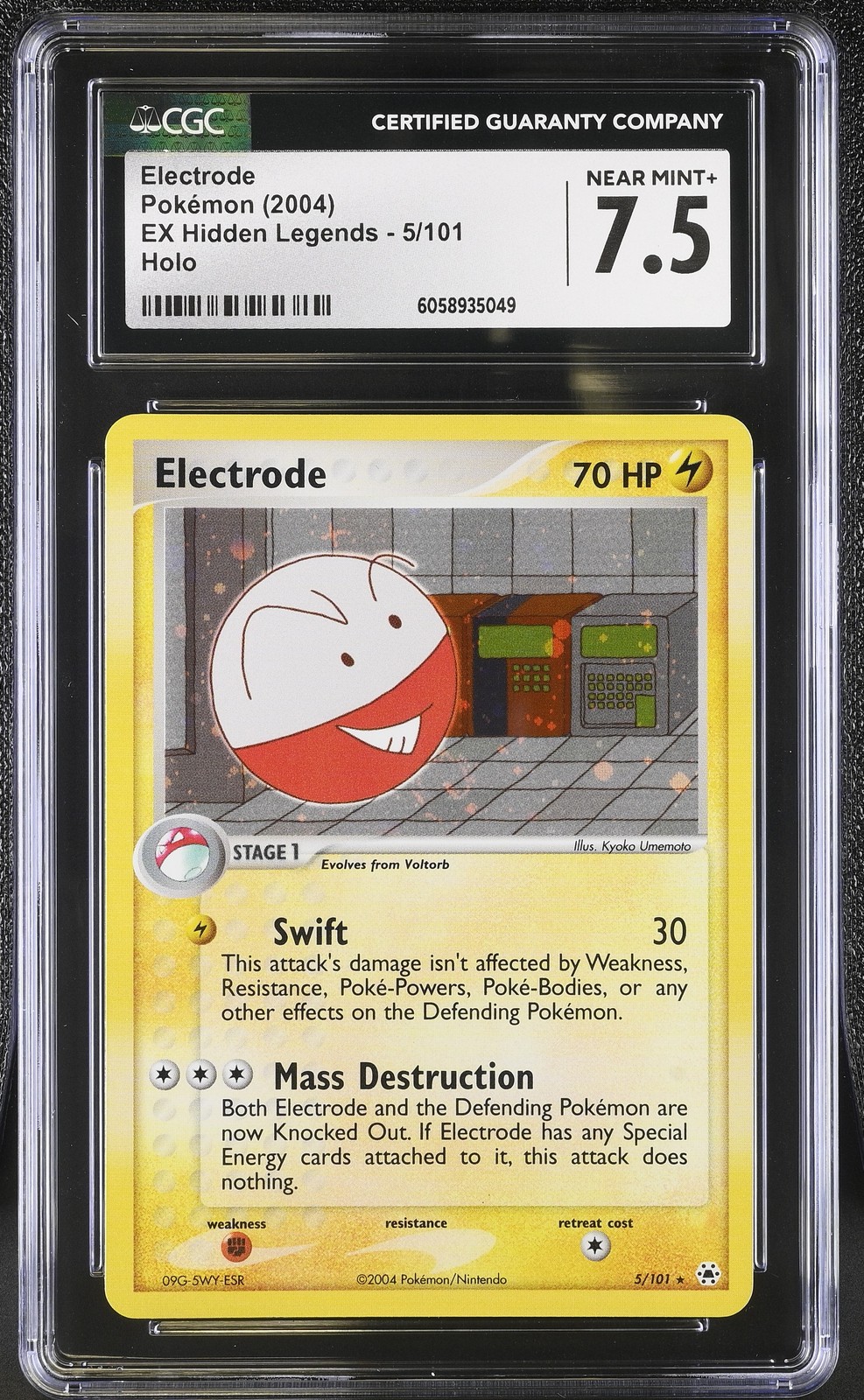 CGC 7.5 Electrode 2004 EX Hidden Legends 5/101 Holo Pokemon Card psa