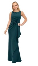 $188 Eliza J Ruched Cascading-Ruffle Gown Sz 10 Green NWT Party