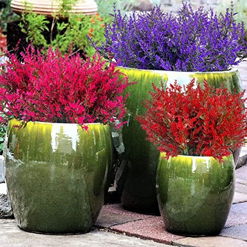 Artificial Lavender Flowers10 Bundles UV Resistant Plastic Shrubs for Purple - Picture 6 of 6