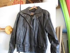 CH-53-Black Leather Bombers Jacket Vintage Lg Wilson Leather