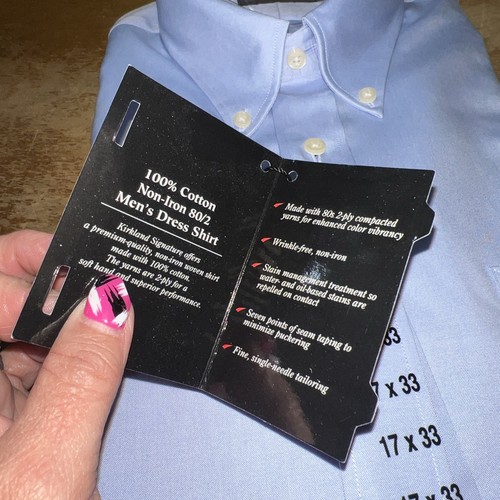 Kirkland Signature Camicia elegante uomo sartoriale, blu taglia 17-33 - Foto 4 di 4