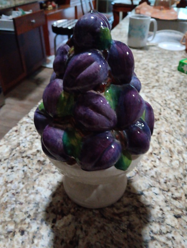 Vintage Italian Majolica Ceramic Plum Topiary - 9.5 inches tall