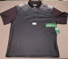 NWT Men's Ben Hogan Black Gray Plaid Short Sleeve Performance Polo