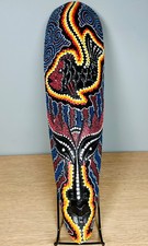 Hand Carved Wood Tribal Wall Mask 19.5" Hand Painted Indonesia Tiki Wall Decor