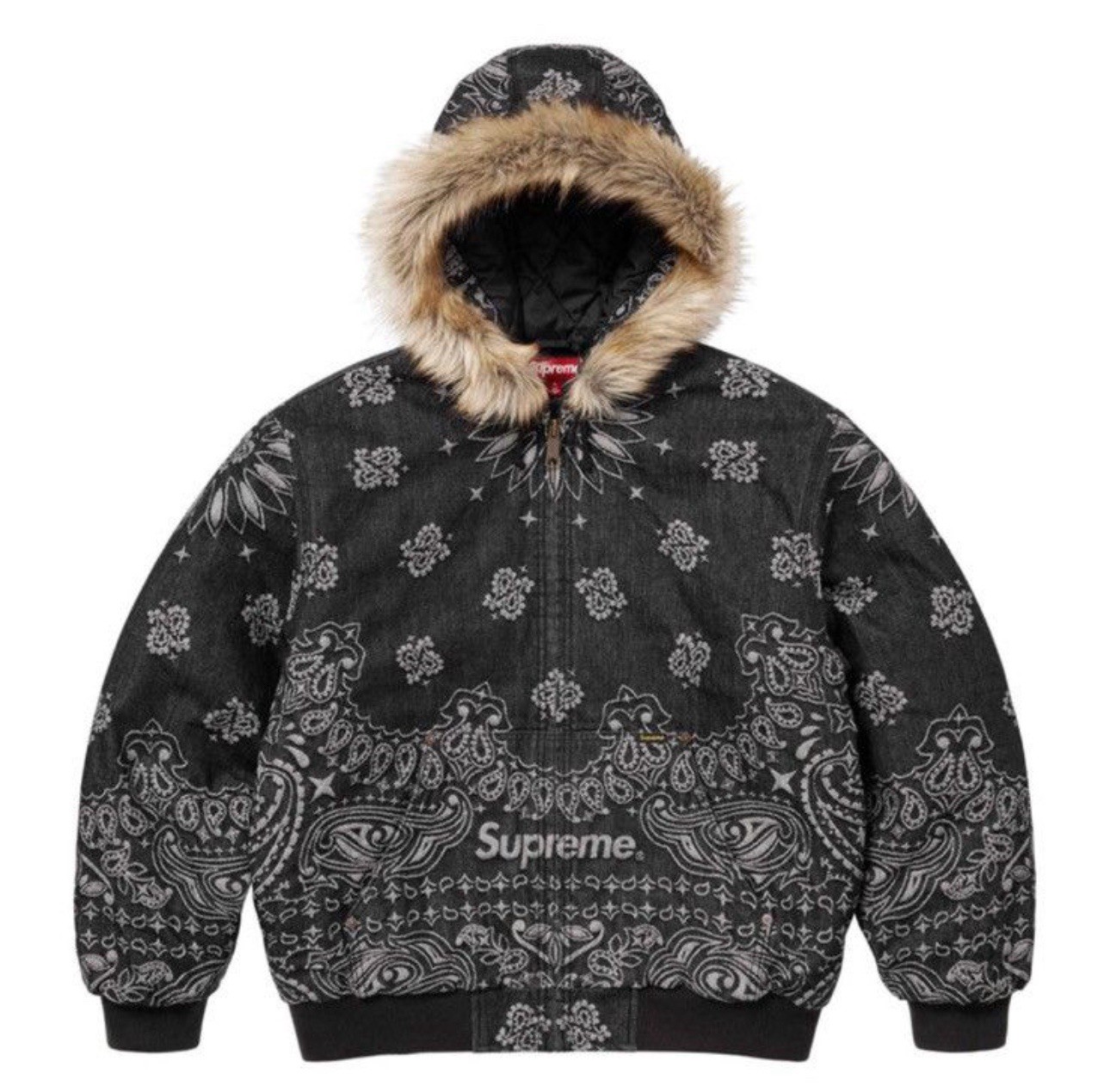 Supreme Bandana Jacquard Denim Hooded Work Jacket - XL