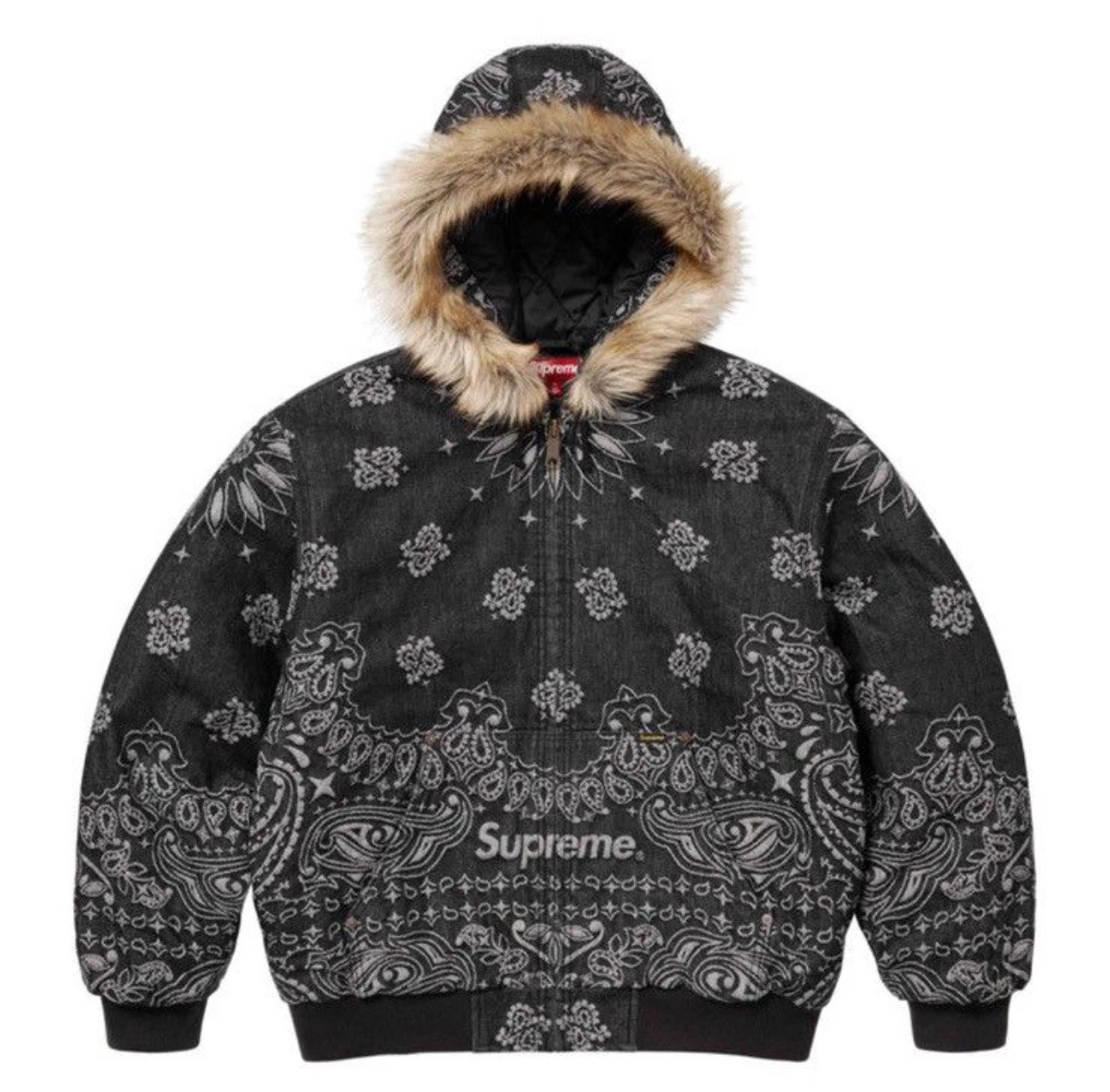 Veste de travail à capuche en denim jacquard Supreme Bandana   XL