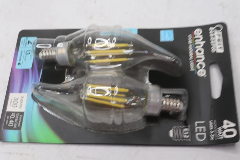 (2-Pk) Feit Electric Flame Tip LED Light Bulbs Daylight 500K 300lm 40W - Image 4 of 4
