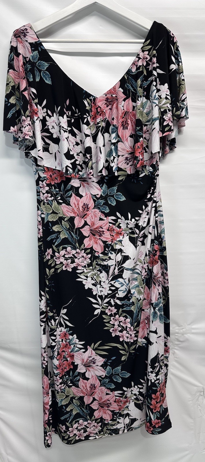 Connected Apparel Black Multicolor FloralDress Ru… - image 6