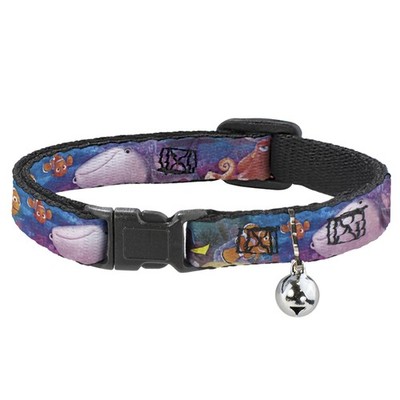 Cat Collar Breakaway with Bell Dory & 5-Friends Under the Sea NARROW Fits 8.5-12