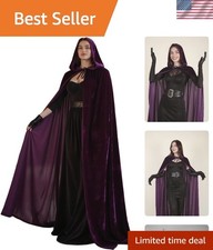 Versatile One Size Black Witch Velvet Cloak: Ideal for Halloween  Renaissance