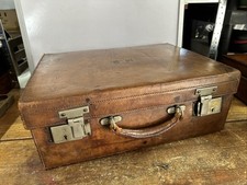 Antique Vintage Leather Suitcase Circa 1920 High Quality Working Locks & Key