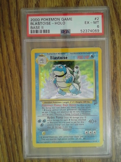 Base Set 2 Blastoise 2/130 - FOOT SWIRL - Graded Holo Rare Pokemon Card - PSA 6