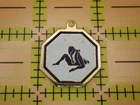Vintage Cancer Zodiac Pendant Octagon Enamel Gold Tone Astrological Charm  Medal