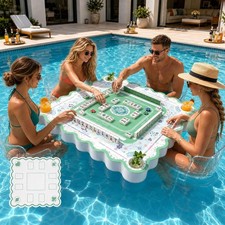 Large 31.5" Floating Mahjong Table for Pool - Double Sided for Cards/Poker